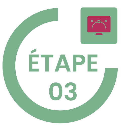Pictogramme de l'étape de réalisation et intégration design UI à Bordeaux